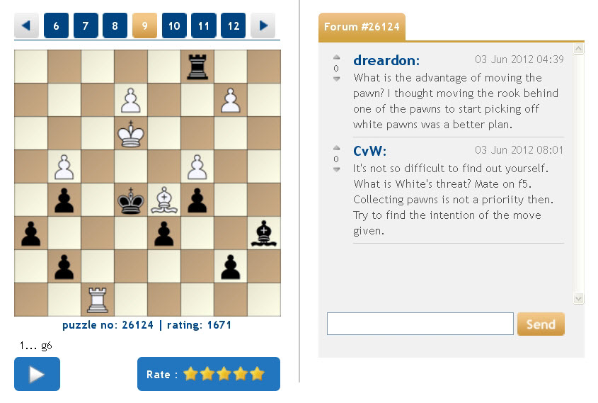 Starting a puzzle routine on Lichess.com